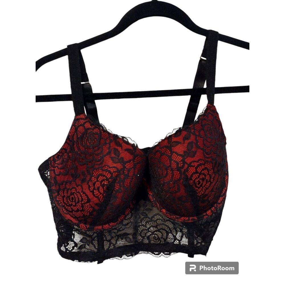 Daisy Fuentes Red and black‎ Lace Cover Underwire Bra top